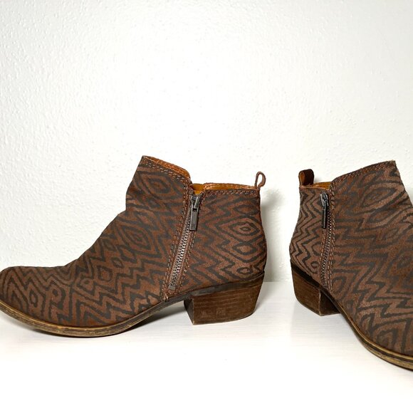 Lucky Brand Basel Booties Womens Size 8.5 Tribal Boho Ankle Boots Leather Suede - Picture 7 of 15